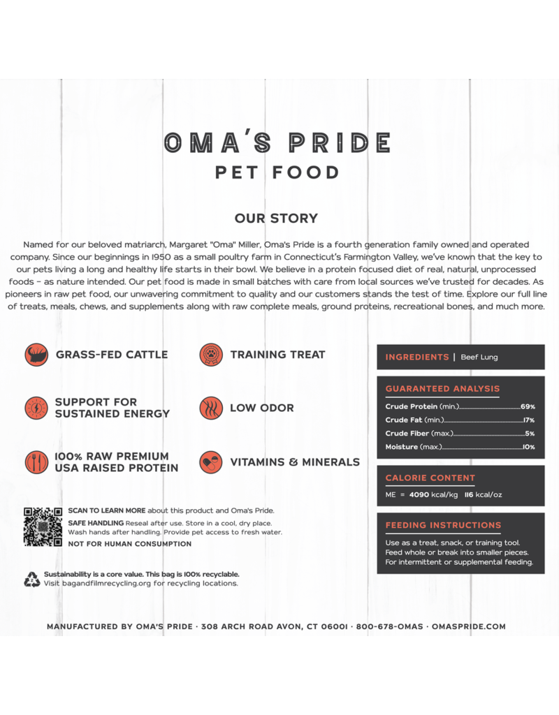 Oma's Pride Oma's Pride Dehydrated Beef Lung Chips 8 oz single