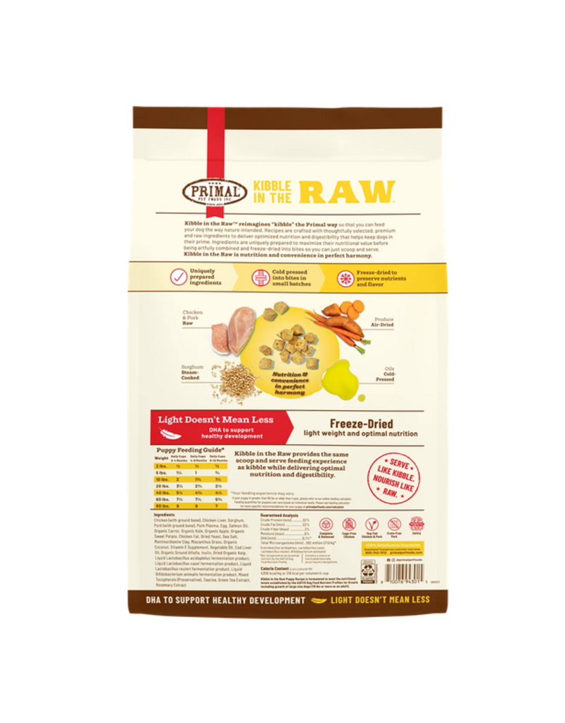 Primal Pet Foods Z Primal Kibble In The Raw | Canine Puppy Chicken & Pork 9 lb