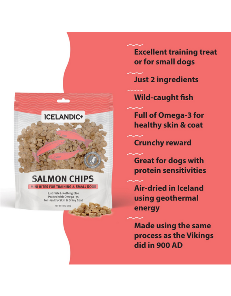 IcelandicPLUS Icelandic+ Dog Treats | Mini Salmon Fish Chips 9 oz