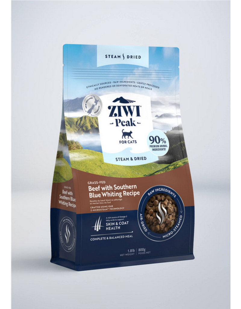 Ziwipeak ZiwiPeak Steam-Dried Cat Food | Beef & Blue Whiting 1.8 lb