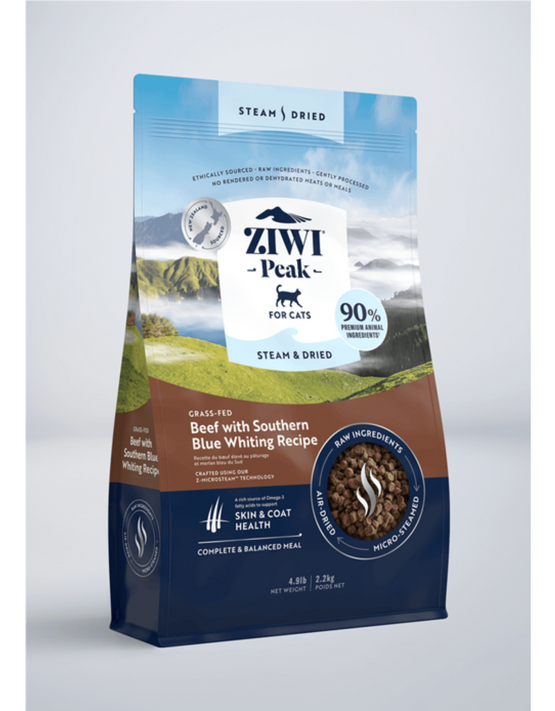 Ziwipeak ZiwiPeak Steam-Dried Cat Food | Beef & Blue Whiting 4.9 lb