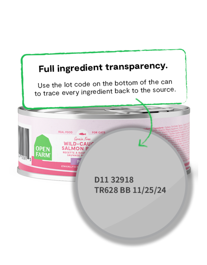 Open Farm Open Farm Pate Canned Cat Food | Grain Free Wild Caught Salmon Recipe 2.8 oz CASE/18