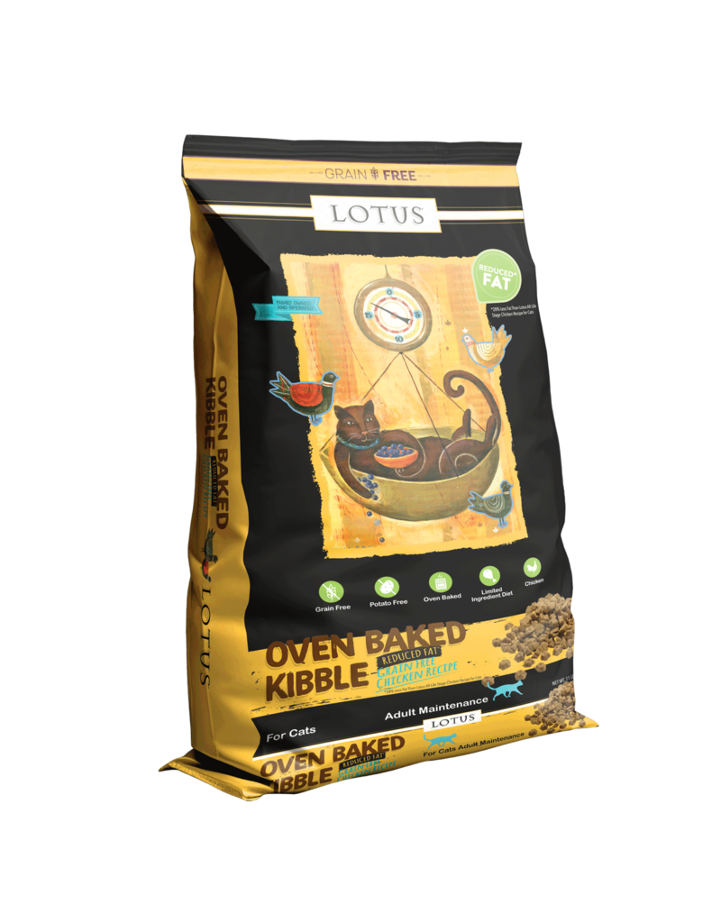 Lotus Natural Pet Food z Lotus Oven Baked Cat Kibble | Grain Free Low Fat Chicken Recipe 11 lb