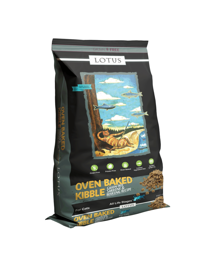 Lotus Natural Pet Food z Lotus Oven Baked Cat Kibble | Grain Free Sardine & Herring Recipe 11 lb