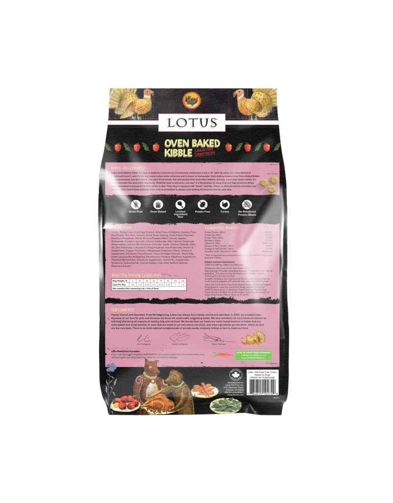 Lotus Natural Pet Food Lotus Oven Baked Dog Kibble | Grain Free Turkey Recipe 10 lb