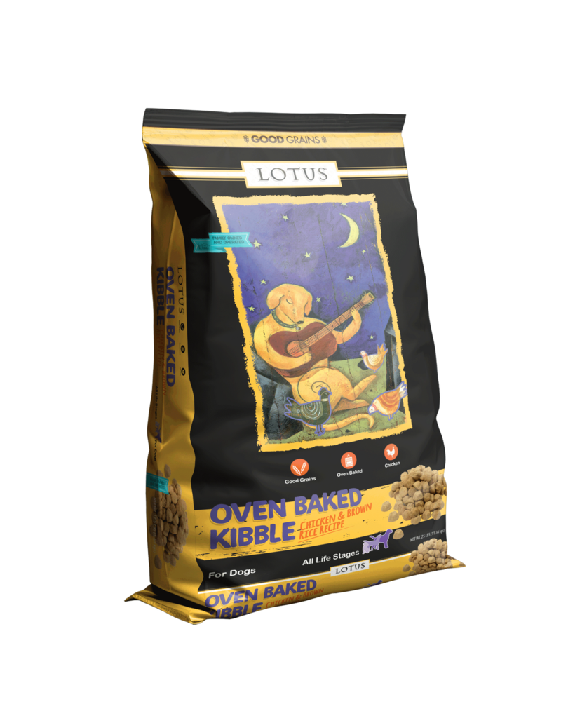 Lotus Natural Pet Food Lotus Oven Baked Dog Kibble | Adult Chicken & Brown Rice Recipe 25 lb