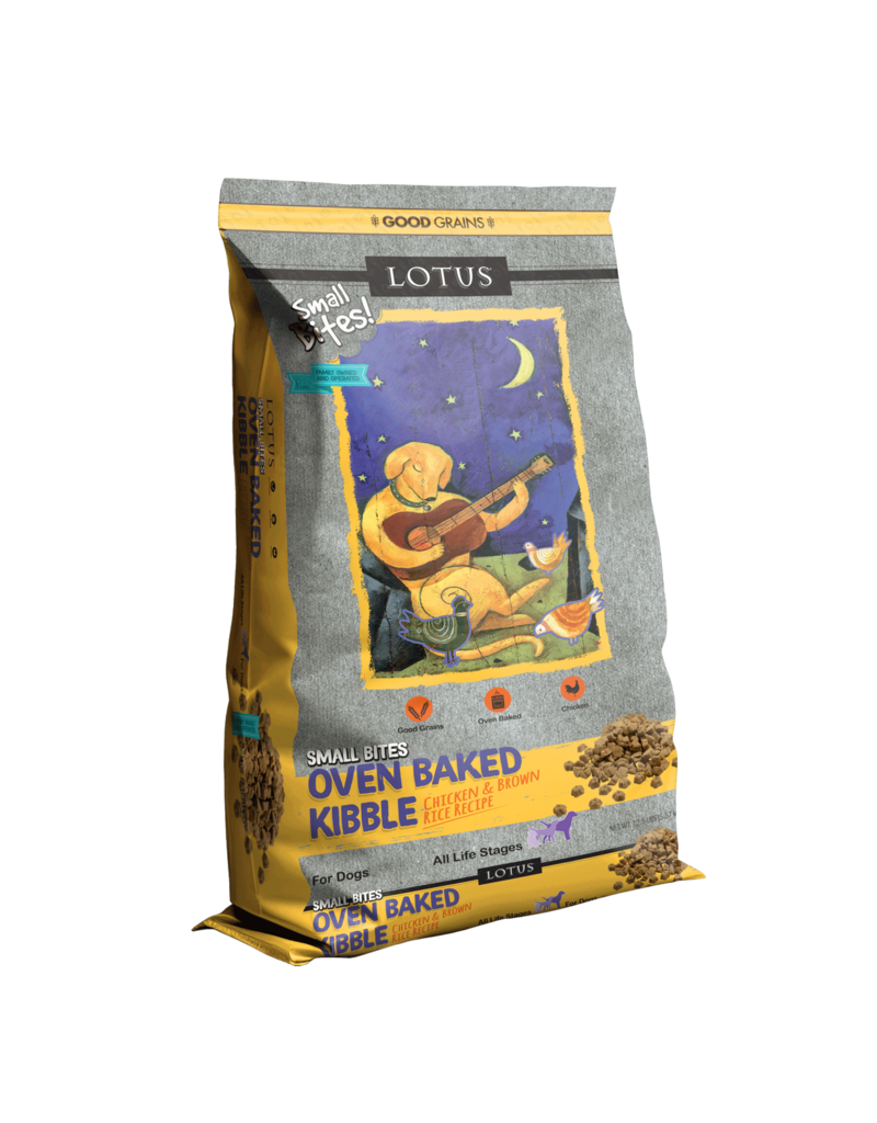 Lotus Natural Pet Food Lotus Oven Baked Dog Kibble | Small Bites Adult Chicken & Brown Rice Recipe 12.5 lb