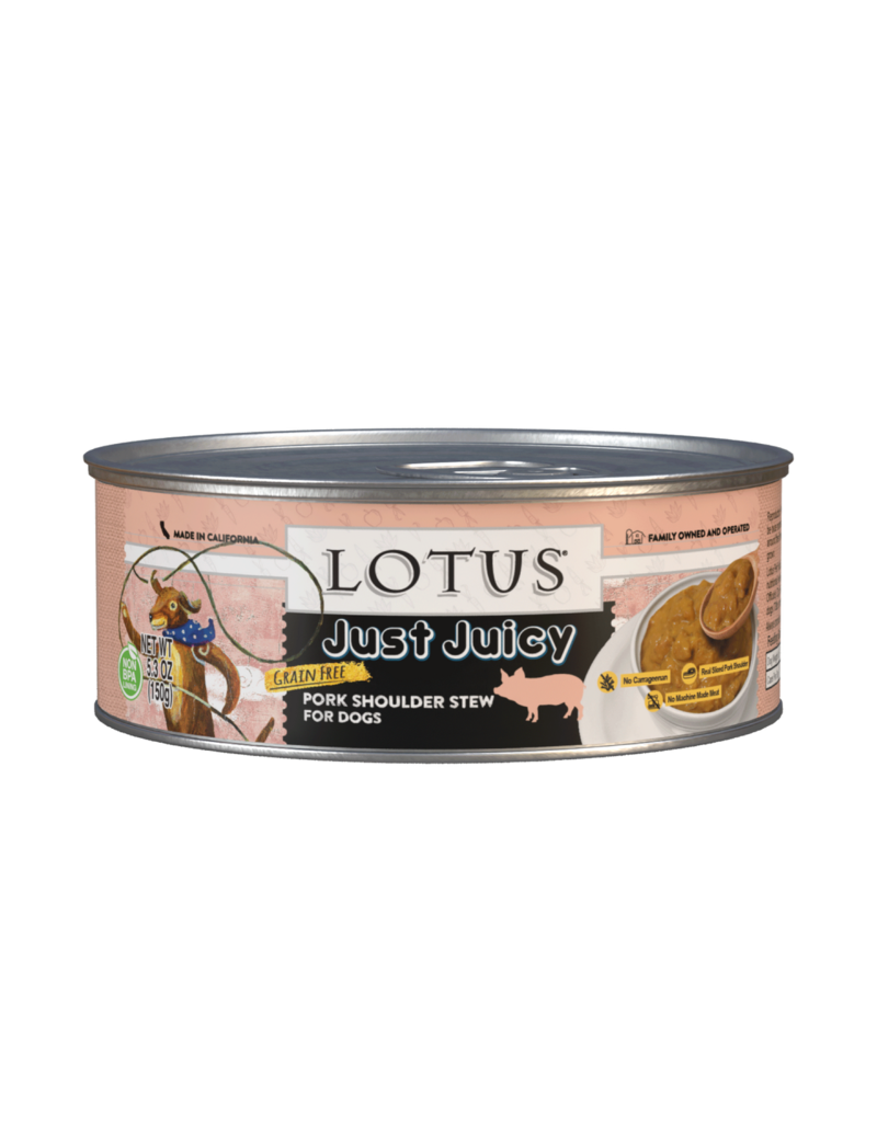 Lotus Natural Pet Food Lotus Just Juicy Canned Dog Food | Grain Free Pork Stew 5.3 oz single