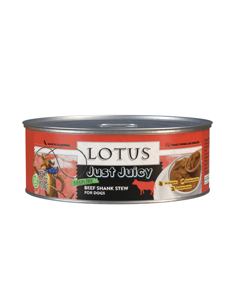 Lotus Natural Pet Food Lotus Just Juicy Canned Dog Food | Grain Free Beef Shank Stew 5.3 oz single