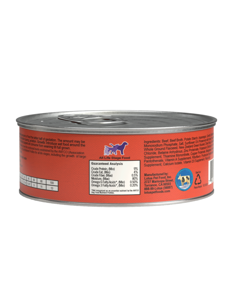 Lotus Natural Pet Food Lotus Just Juicy Canned Dog Food | Grain Free Beef & Asparagus Stew 5.3 oz single