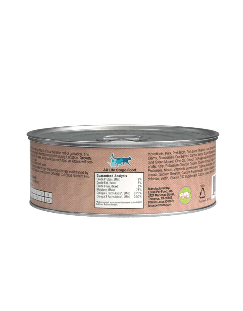 Lotus Natural Pet Food Lotus Pate Canned Cat Food | Grain Free Pork 5.3 oz single
