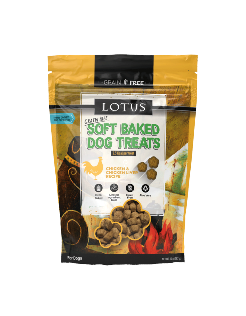 Lotus Natural Pet Food Lotus Soft Baked Dog Treats | Grain-Free Chicken & Chicken Liver Recipe 10 oz