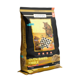 Lotus Natural Pet Food z Lotus Oven Baked Dog Kibble | Senior Chicken & Brown Rice  Recipe 12.5 lb