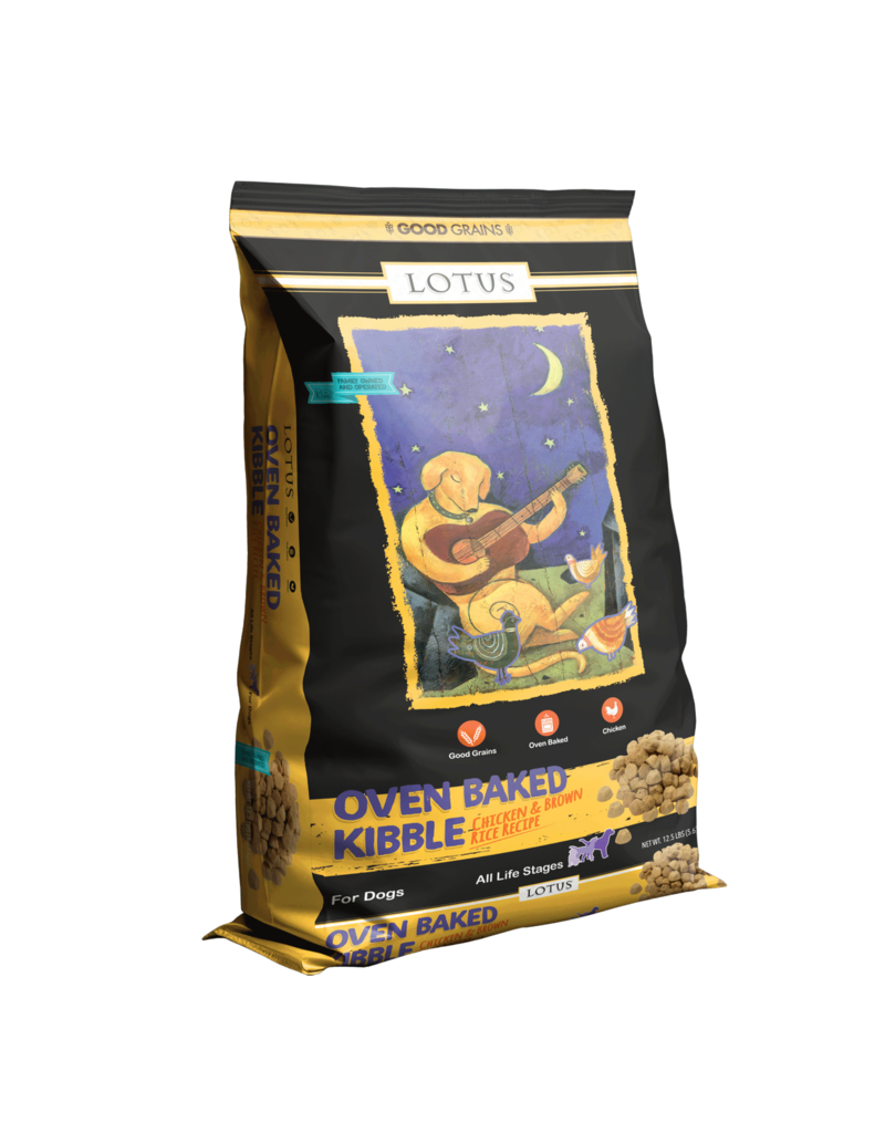 Lotus Natural Pet Food z Lotus Oven Baked Dog Kibble | Adult Chicken & Brown Rice  Recipe 12.5 lb