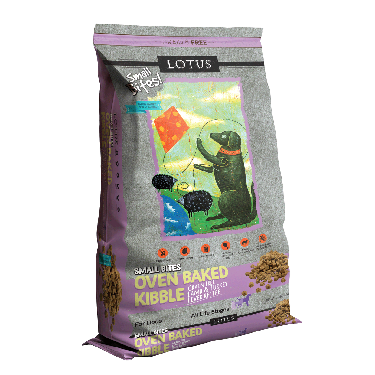 Lotus Oven Baked Dog Kibble Small Bites Grain Free Lamb & Turkey