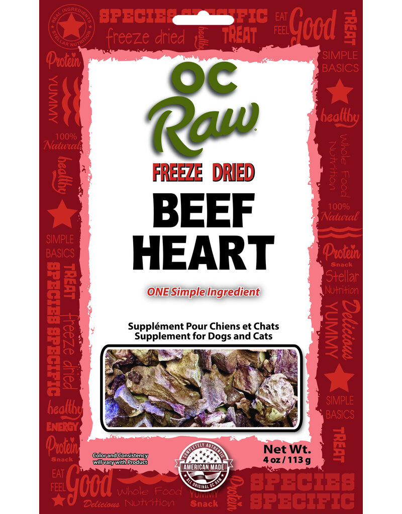 OC Raw Pet Food OC Raw Freeze Dried Treats | Beef Hearts 4 oz
