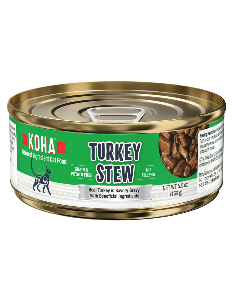 Koha Koha Canned Cat Food CASE of 24 Turkey Stew 5.5 oz