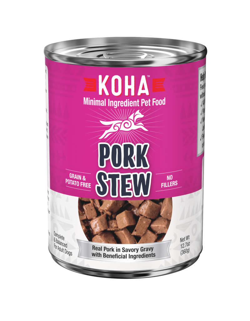 Koha Koha Canned Dog Food CASE Pork Stew 12.7 oz