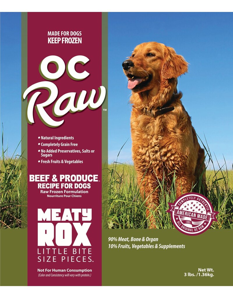 OC Raw Pet Food OC Raw Frozen Meaty Rox Dog Food | Beef & Produce 3 lb (*Frozen Products for Local Delivery or In-Store Pickup Only. *)