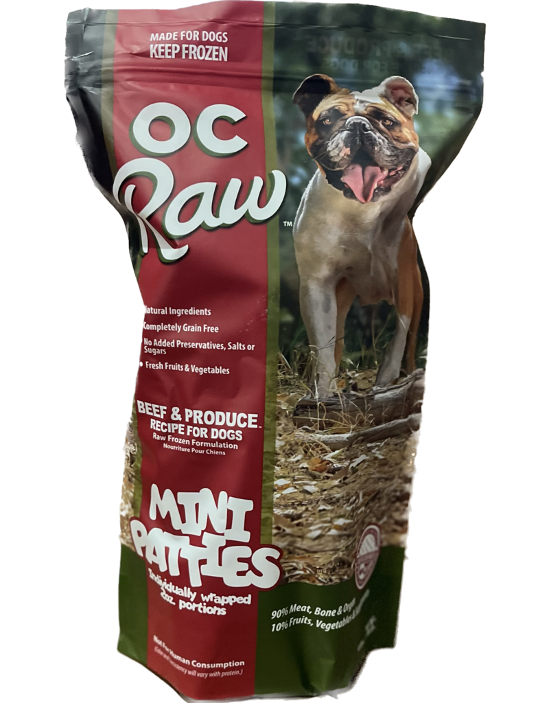 OC Raw Pet Food OC Raw Frozen Dog Food 2 oz Sliders | Beef & Produce 4 lb (*Frozen Products for Local Delivery or In-Store Pickup Only. *)