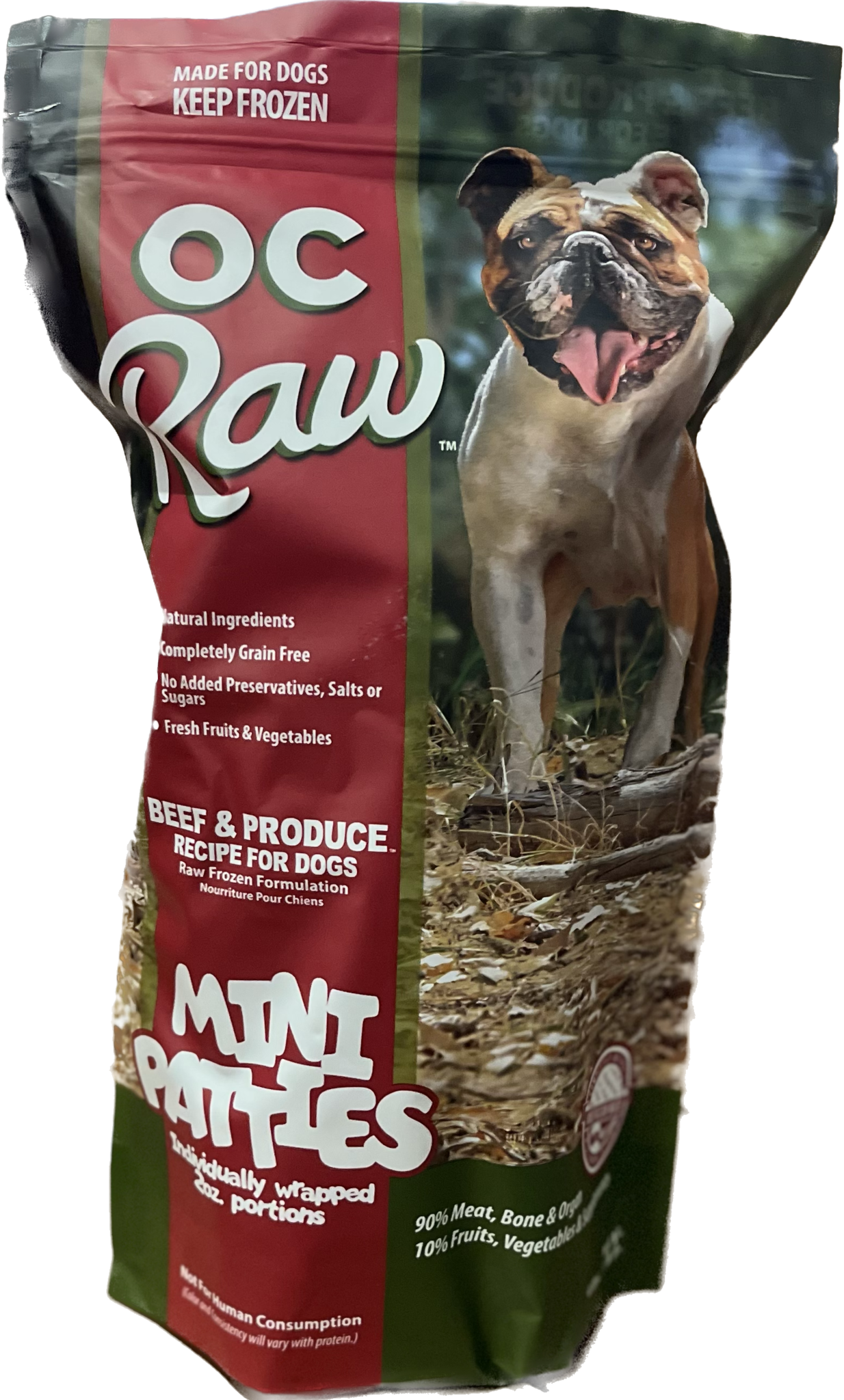 OC Raw Frozen Dog Food 2 oz Sliders | Beef & Produce 4 lb - The