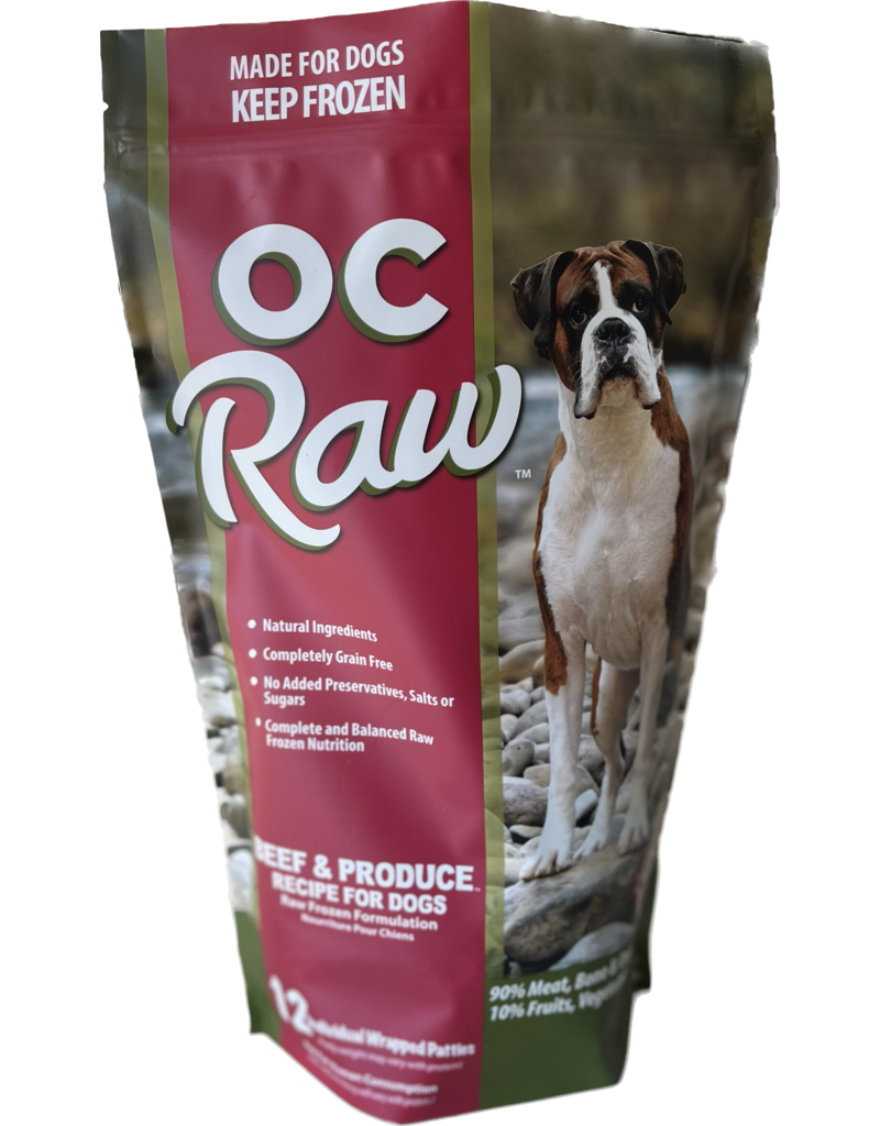 OC Raw Pet Food OC Raw Frozen Dog Food 8 oz Patties | Beef & Produce 6 lb (*Frozen Products for Local Delivery or In-Store Pickup Only. *)