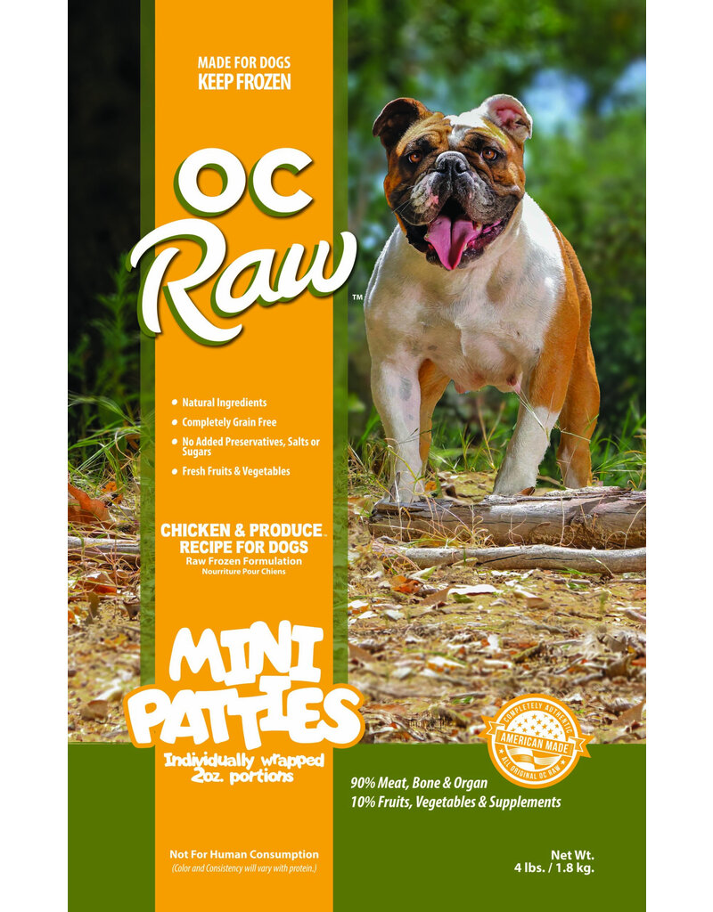 OC Raw Pet Food OC Raw Frozen Dog Food 2 oz Sliders | Chicken & Produce 4 lb (*Frozen Products for Local Delivery or In-Store Pickup Only. *)