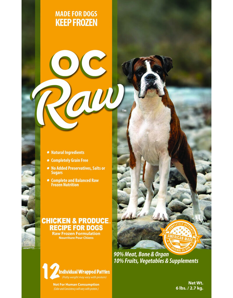 OC Raw Pet Food OC Raw Frozen Dog Food 8 oz Patties | Chicken & Produce 6 lb (*Frozen Products for Local Delivery or In-Store Pickup Only. *)