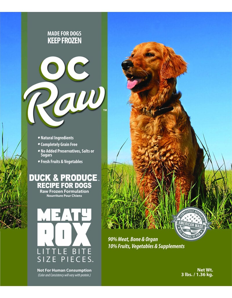 OC Raw Pet Food OC Raw Frozen Meaty Rox Dog Food | Duck & Produce 3 lb (*Frozen Products for Local Delivery or In-Store Pickup Only. *)