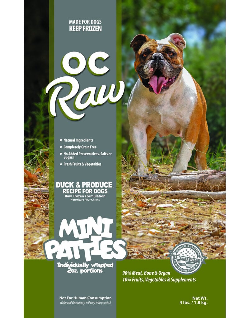 OC Raw Pet Food OC Raw Frozen Dog Food 2 oz Sliders | Duck & Produce 4 lb (*Frozen Products for Local Delivery or In-Store Pickup Only. *)