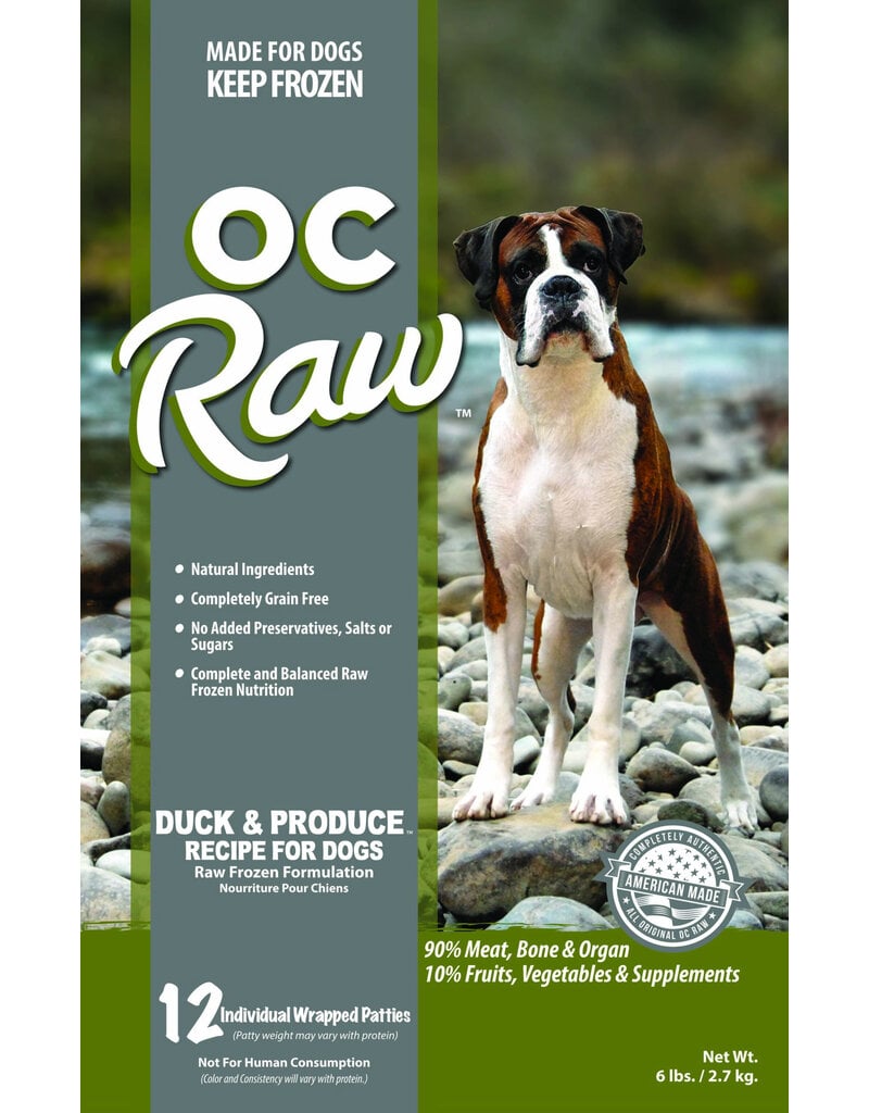 OC Raw Pet Food OC Raw Frozen Dog Food 8 oz Patties | Duck & Produce 6 lb (*Frozen Products for Local Delivery or In-Store Pickup Only. *)