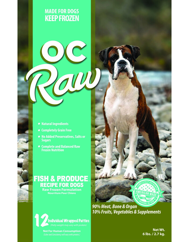 OC Raw Pet Food OC Raw Frozen Dog Food 8 oz Patties | Fish & Produce 6 lb (*Frozen Products for Local Delivery or In-Store Pickup Only. *)