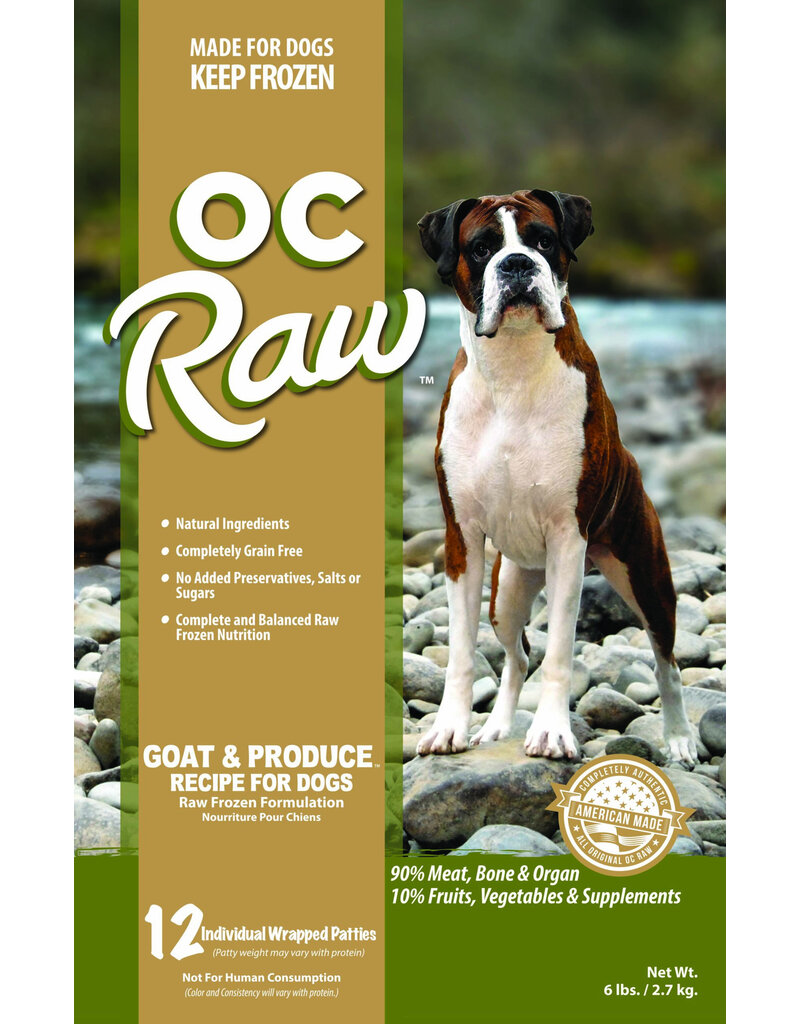 OC Raw Pet Food OC Raw Frozen Dog Food 8 oz Patties | Goat & Produce 6 lb (*Frozen Products for Local Delivery or In-Store Pickup Only. *)