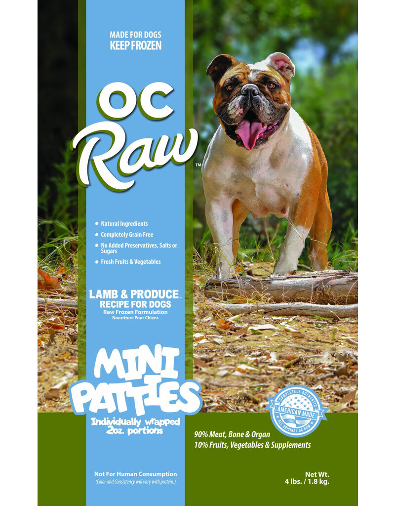 OC Raw Pet Food OC Raw Frozen Dog Food 2 oz Sliders | Lamb & Produce 4 lb (*Frozen Products for Local Delivery or In-Store Pickup Only. *)