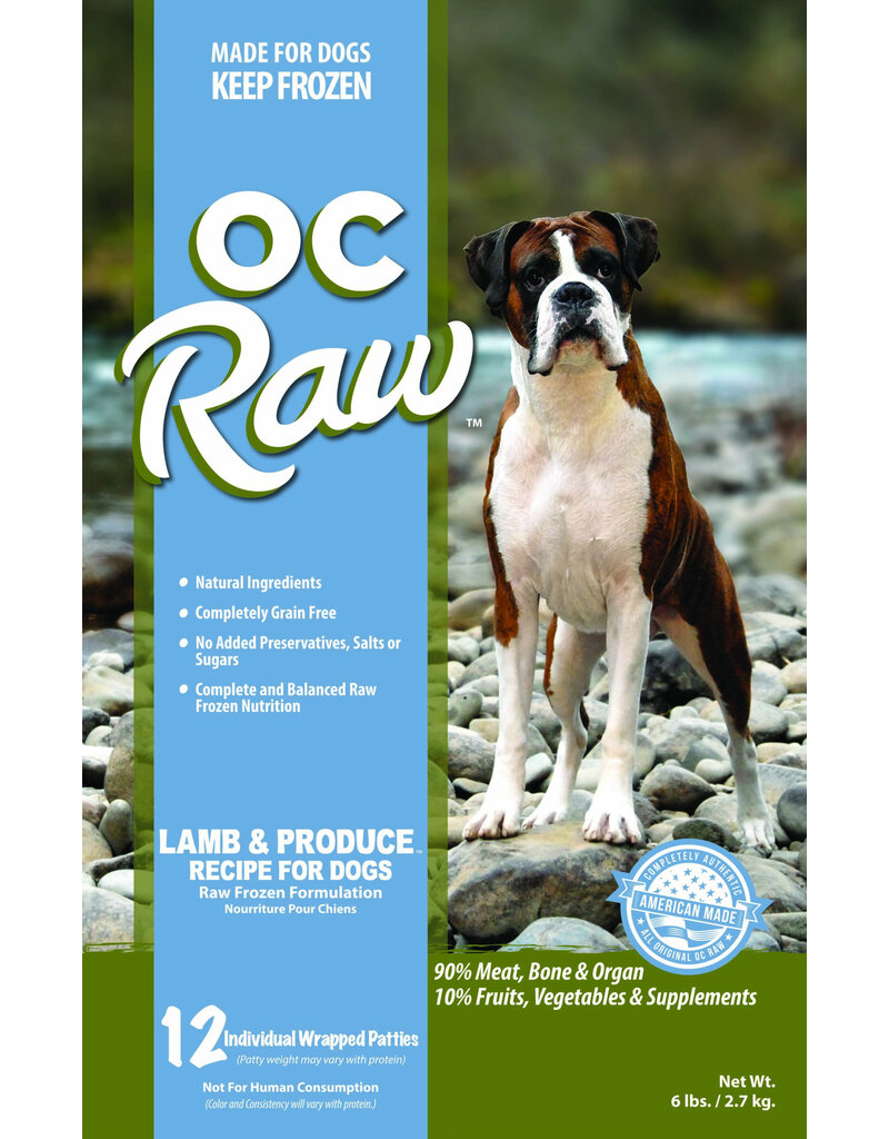 OC Raw Pet Food OC Raw Frozen Dog Food 8 oz Patties | Lamb & Produce 6 lb (*Frozen Products for Local Delivery or In-Store Pickup Only. *)