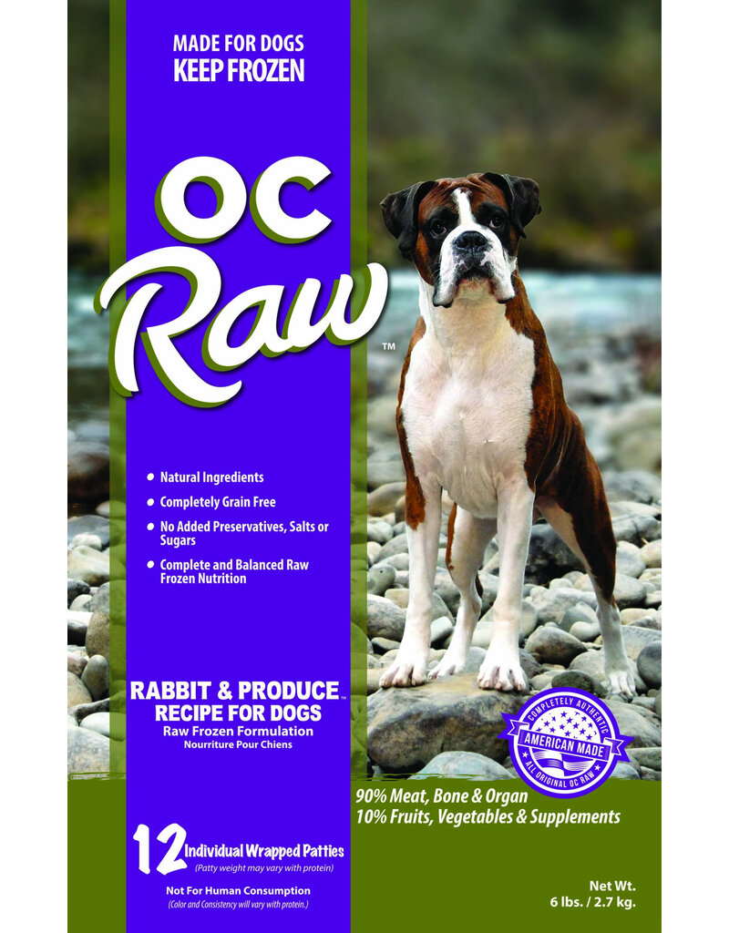 OC Raw Pet Food OC Raw Frozen Dog Food 8 oz Patties | Rabbit & Produce 6 lb (*Frozen Products for Local Delivery or In-Store Pickup Only. *)