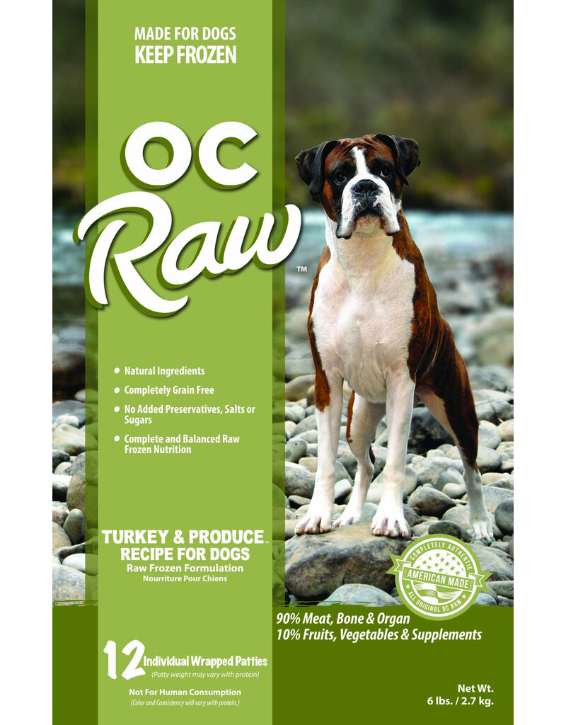 OC Raw Pet Food OC Raw Frozen Dog Food 8 oz Patties | Turkey & Produce 6 lb (*Frozen Products for Local Delivery or In-Store Pickup Only. *)