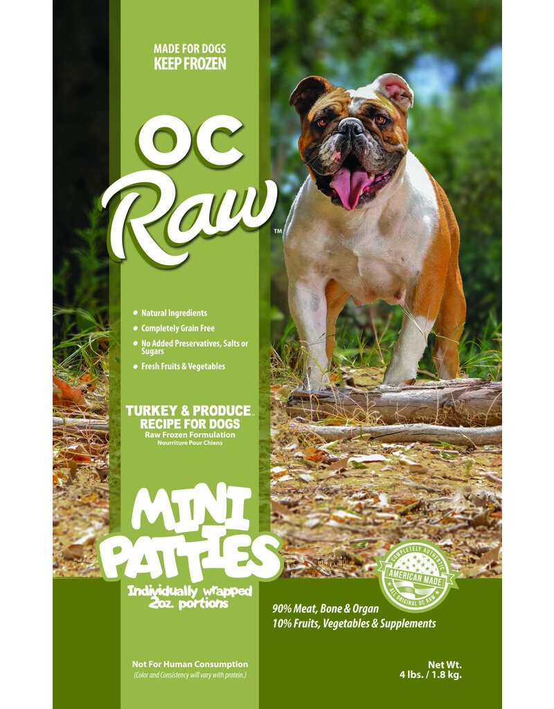 OC Raw Pet Food OC Raw Frozen Dog Food 2 oz Sliders | Turkey & Produce 4 lb (*Frozen Products for Local Delivery or In-Store Pickup Only. *)