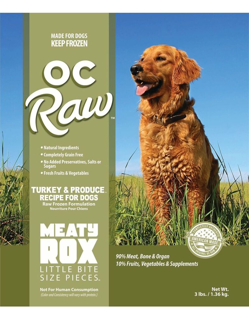 OC Raw Pet Food OC Raw Frozen Meaty Rox Dog Food | Turkey & Produce 3 lb (*Frozen Products for Local Delivery or In-Store Pickup Only. *)