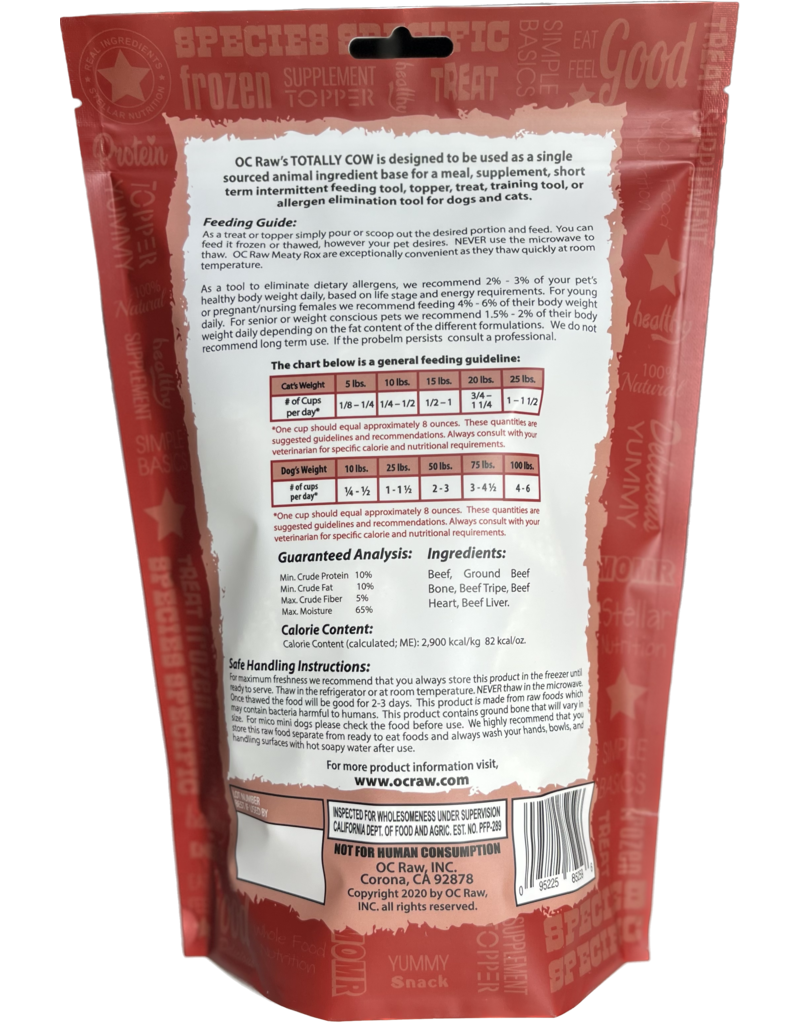 OC Raw Pet Food OC Raw Frozen Meaty Rox Dog Food | Totally Beef 2 lb (*Frozen Products for Local Delivery or In-Store Pickup Only. *)