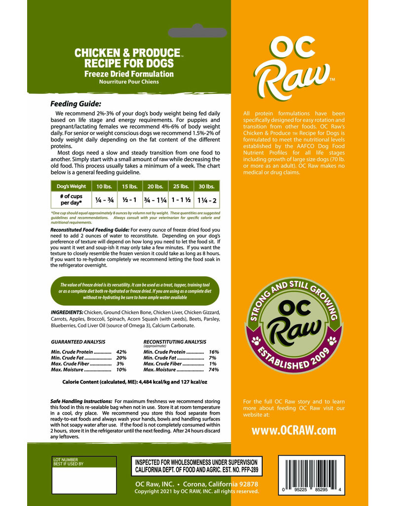 OC Raw Pet Food OC Raw Freeze Dried Rox Dog Food | Chicken & Produce 5.5 oz