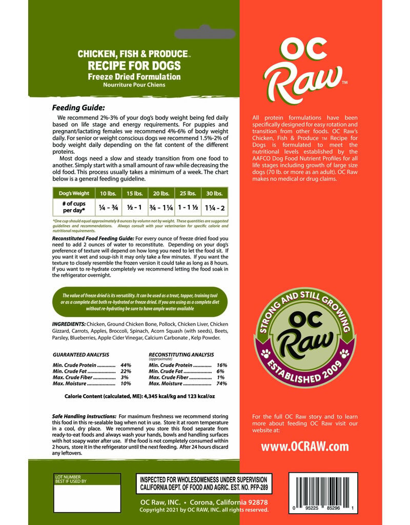 OC Raw Pet Food OC Raw Freeze Dried Rox Dog Food | Chicken, Fish & Produce 5.5 oz