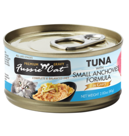 Fussie Cat Fussie Cat Canned Cat Food | Premium Tuna with Small Anchovies in Gravy 2.82 oz CASE