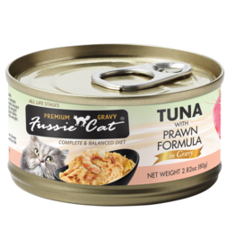 Fussie Cat Fussie Cat Cans | Tuna w Prawns in Gravy 2.82 oz CASE