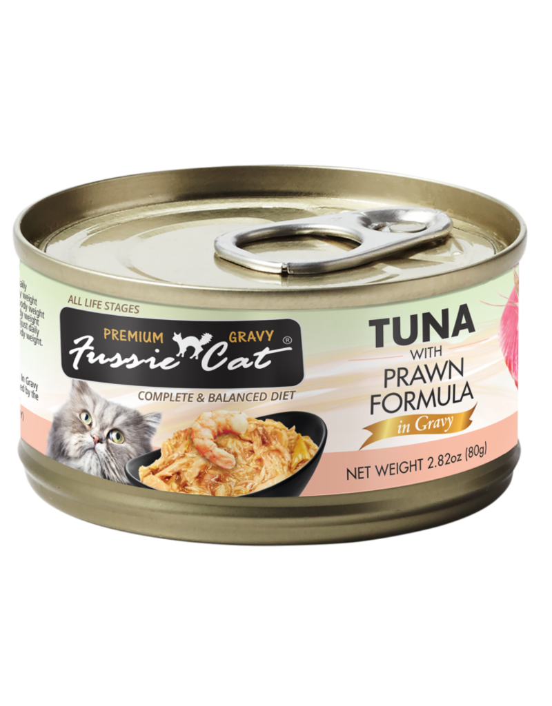 Fussie Cat Fussie Cat Canned Cat Food | Premium Tuna with Prawns in Gravy 2.82 oz CASE