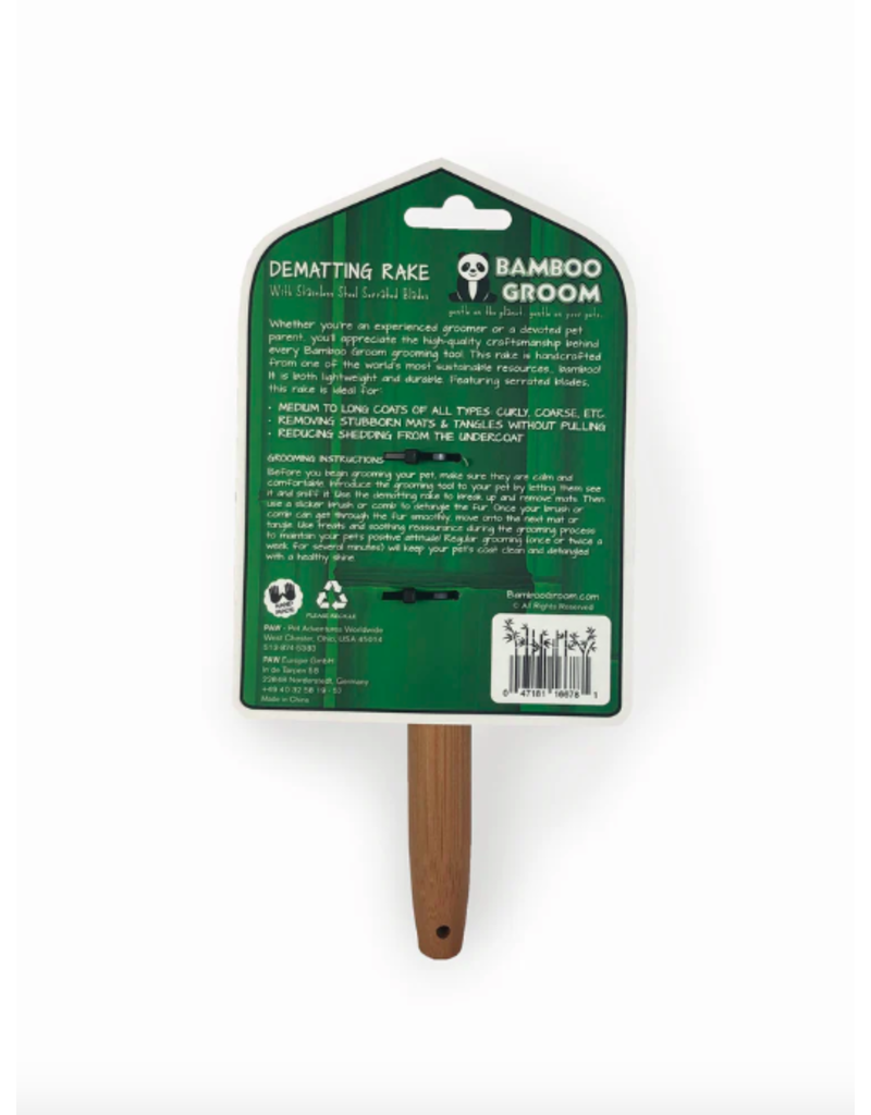 Bamboo Groom Bamboo Groom | Large Dematting Rake with Stainless Steel Serrated Blades