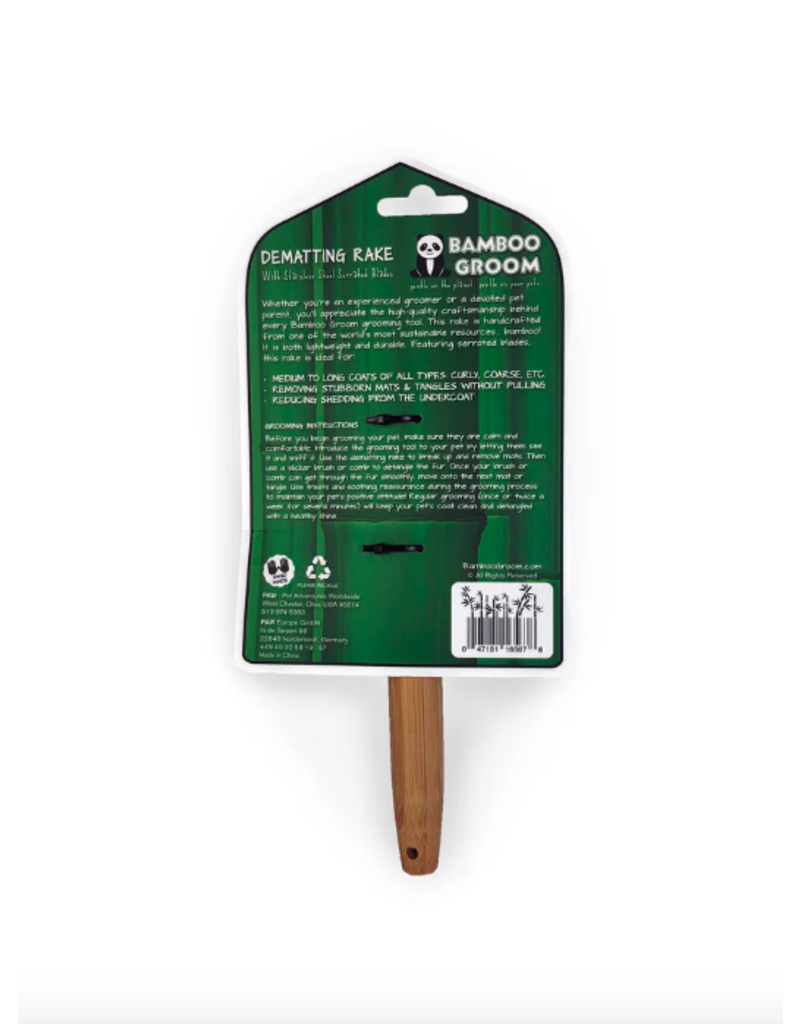 Bamboo Groom Bamboo Groom | Small/Medium Dematting Rake with Stainless Steel Serrated Blades