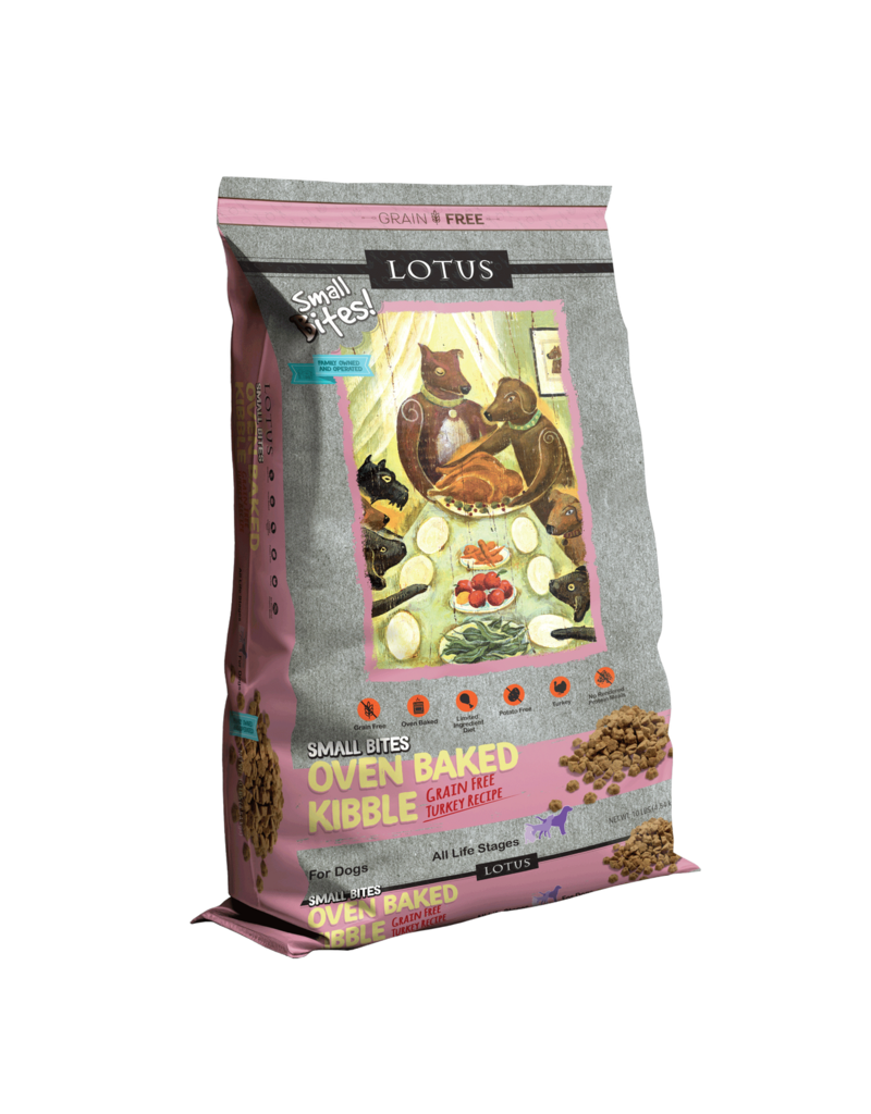 Lotus Natural Pet Food Lotus Oven Baked Dog Kibble | Small Bites Grain Free Turkey Recipe 10 lb