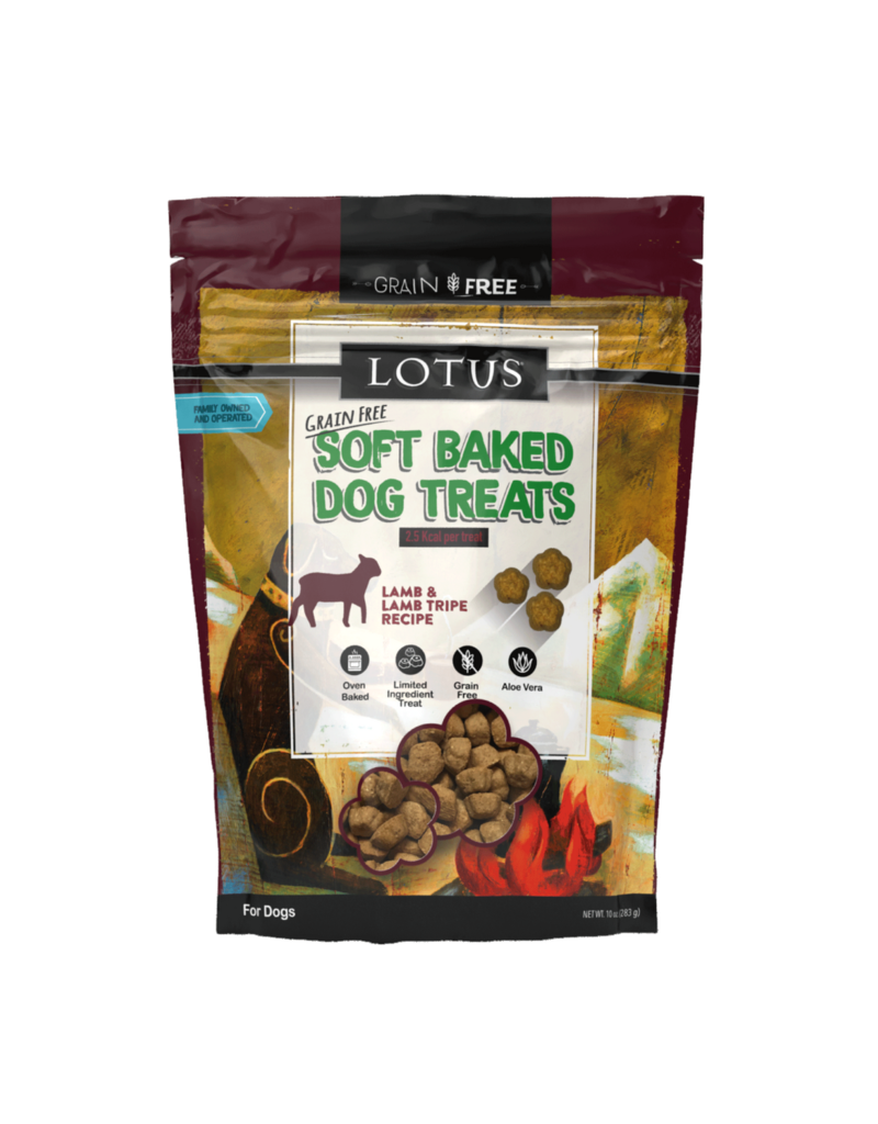 Lotus Natural Pet Food Lotus Soft Baked Dog Treats | Grain Free Lamb & Lamb Tripe Recipe 10 oz