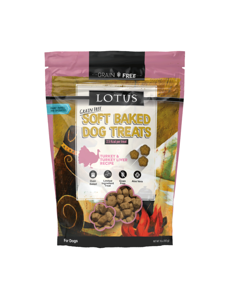 Lotus Natural Pet Food Lotus Soft Baked Dog Treats | Grain Free Turkey & Turkey Liver Recipe 10 oz